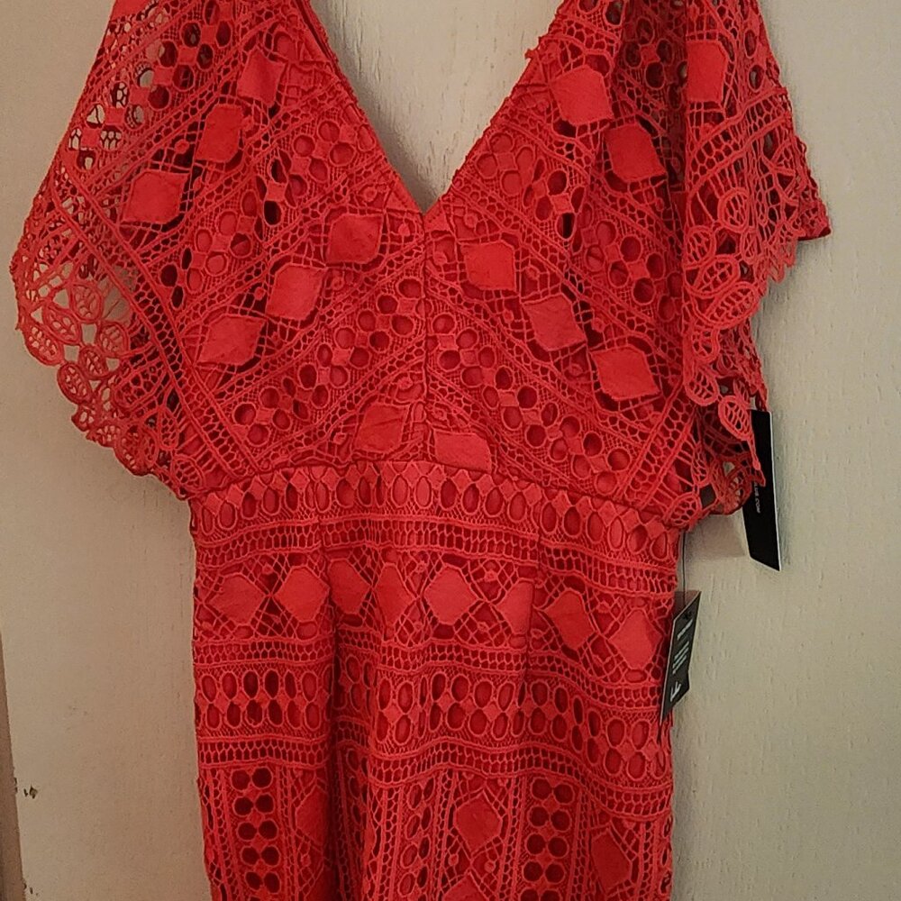 Crochet red mini dress